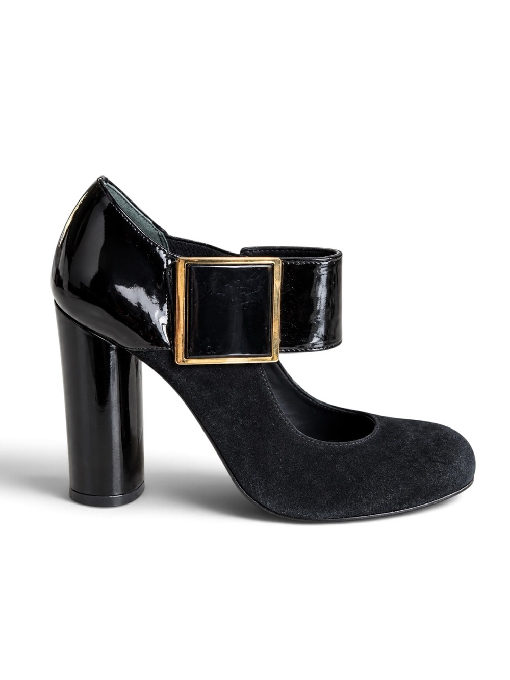 Tory Burch Black Suede & Patent Leather Heels Mary Jane Pumps Size 7